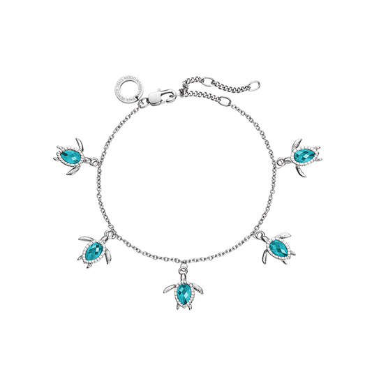 Turtle Armkette Aquamarine Silber