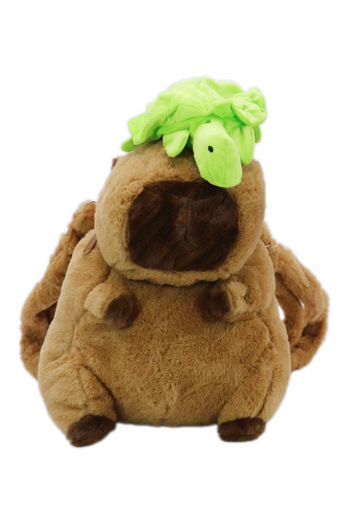Turtle Capybara Fuzzy Stuffed Plush Backpack