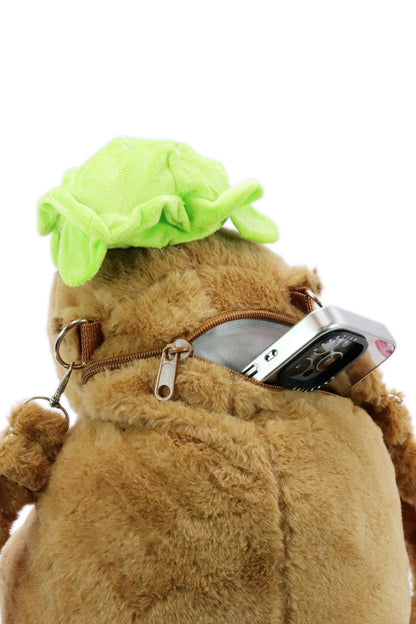 Turtle Capybara Fuzzy Stuffed Plush Backpack