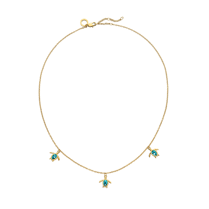 Turtle Halskette Aquamarine Gold