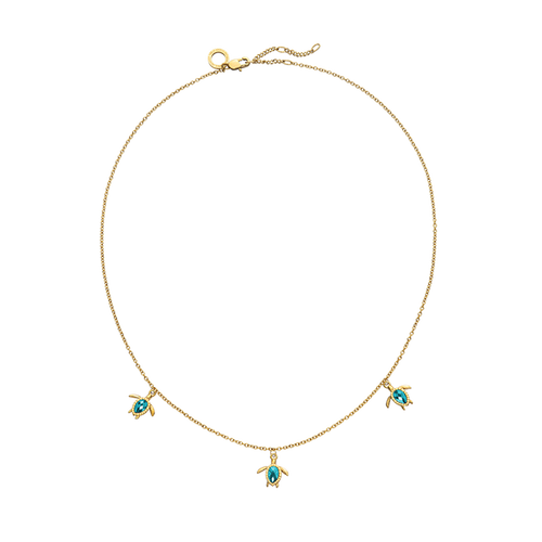 Turtle Halskette Aquamarine Gold