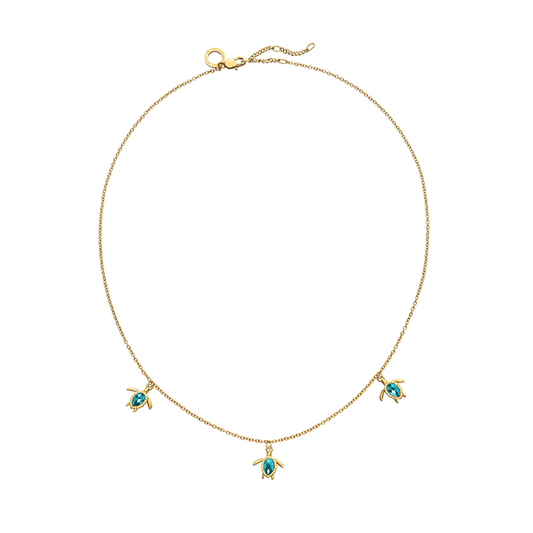 Turtle Halskette Aquamarine Gold