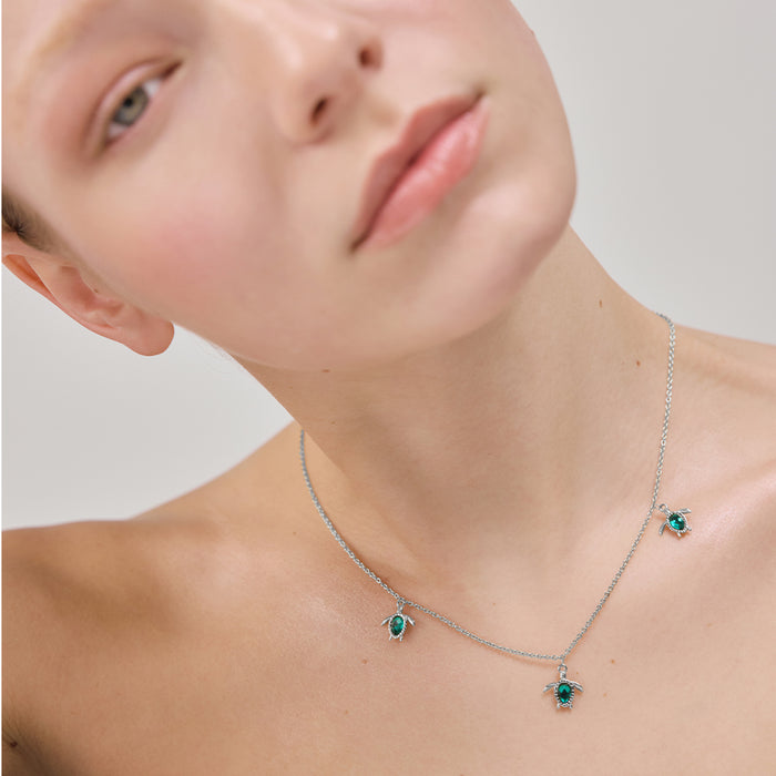 Turtle Halskette Aquamarine Silber