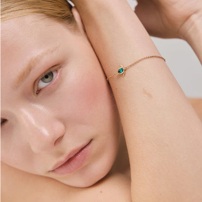 Turtle Mono Armkette Aquamarine Roségold