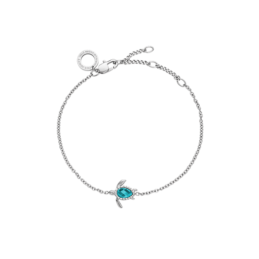 Turtle Mono Armkette Aquamarine Silber