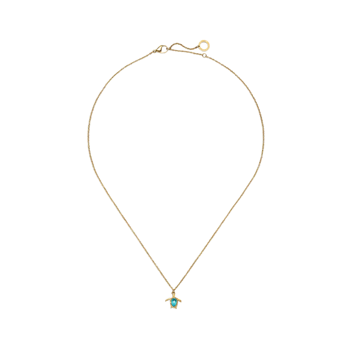 Turtle Mono Halskette Aquamarine Gold