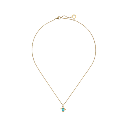 Turtle Mono Halskette Aquamarine Gold