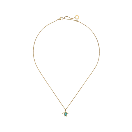 Turtle Mono Halskette Aquamarine Gold