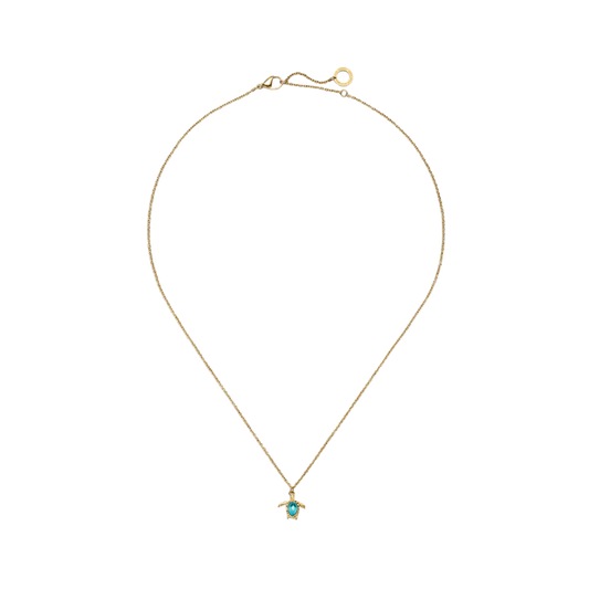Turtle Mono Halskette Aquamarine Gold