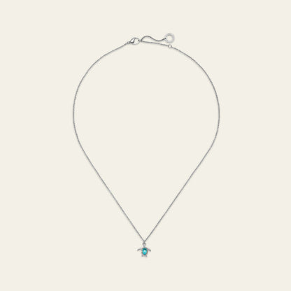 Turtle Mono Halskette Aquamarine Silber