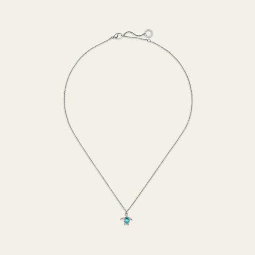 Turtle Mono Halskette Aquamarine Silber