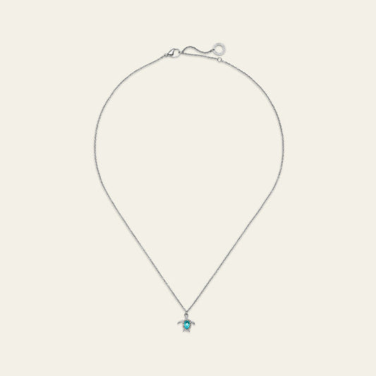 Turtle Mono Halskette Aquamarine Silber