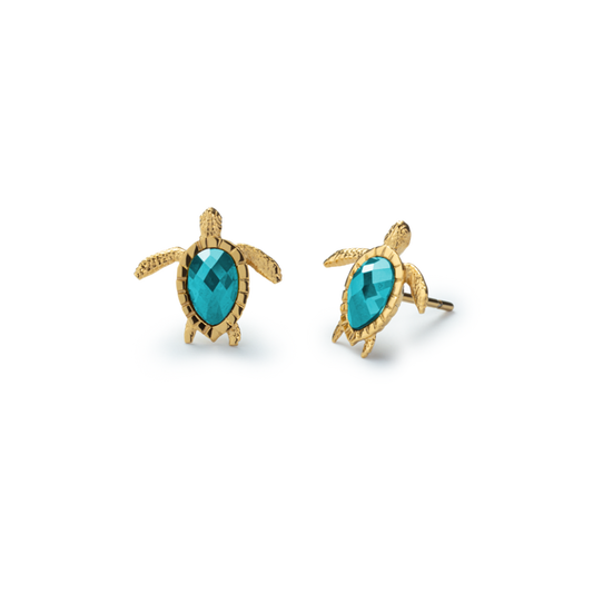 Turtle Ohrring Aquamarine Gold