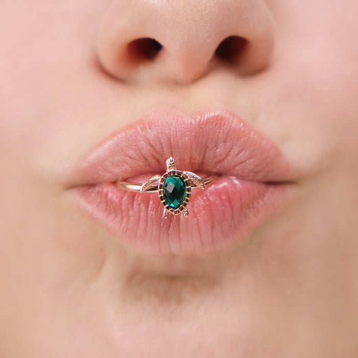 Turtle Ring Aquamarine Roségold