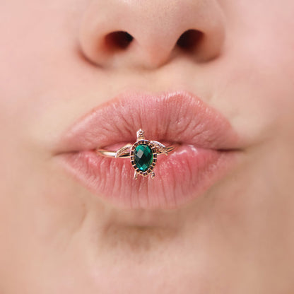 Turtle Ring Aquamarine Roségold