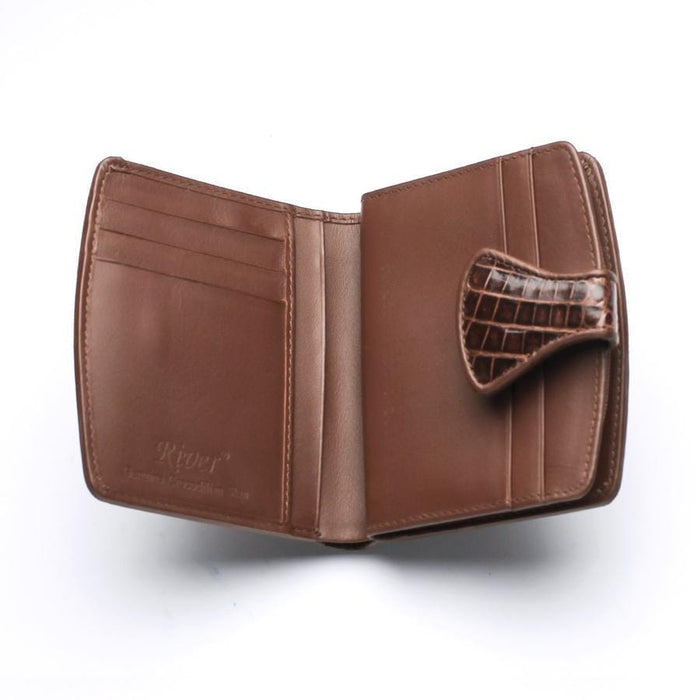 Interior of genuine crocodile leather wallet displaying card slots and bill compartment