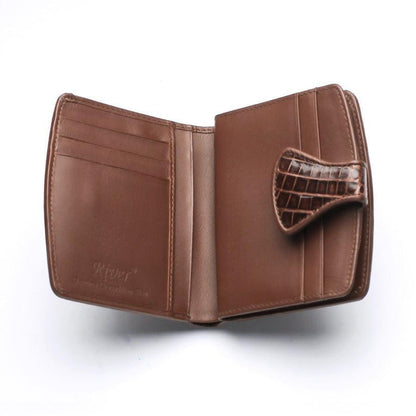 Interior of genuine crocodile leather wallet displaying card slots and bill compartment