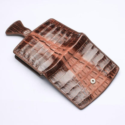 Twotone Brown Crocodile Skin Womens Wallets-Bikerringshop