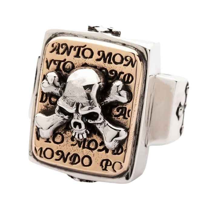 Front view of skull and crossbones ring design face