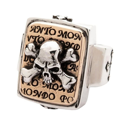 Front view of skull and crossbones ring design face