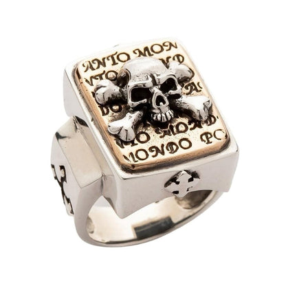 Detailed look at two-tone gothic ring craftsmanship