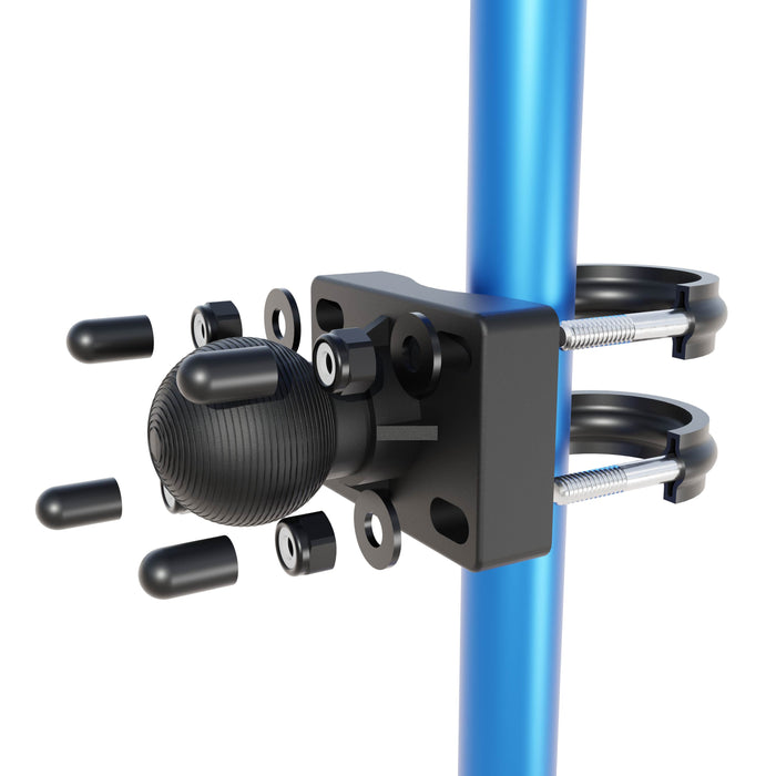U-Bolt Round Bar Mount with 38mm Metal Ball – Multiple Bar Sizes