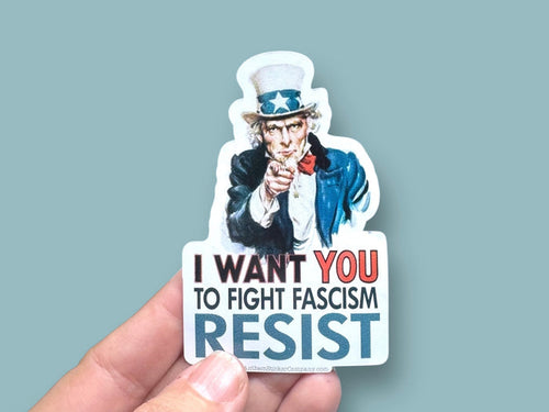 Uncle Sam I Want You To Fight Fascism Resist Vinyl Sticker