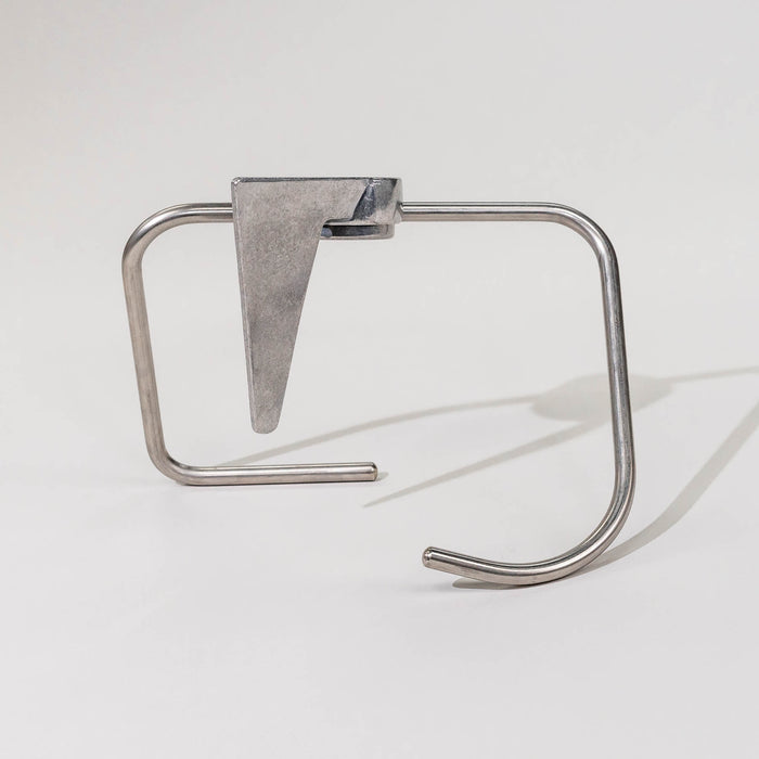 A dough hook designed for use with stand mixers, made of metal, displayed against a white background.