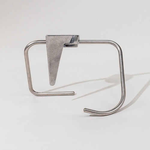 A dough hook designed for use with stand mixers, made of metal, displayed against a white background.