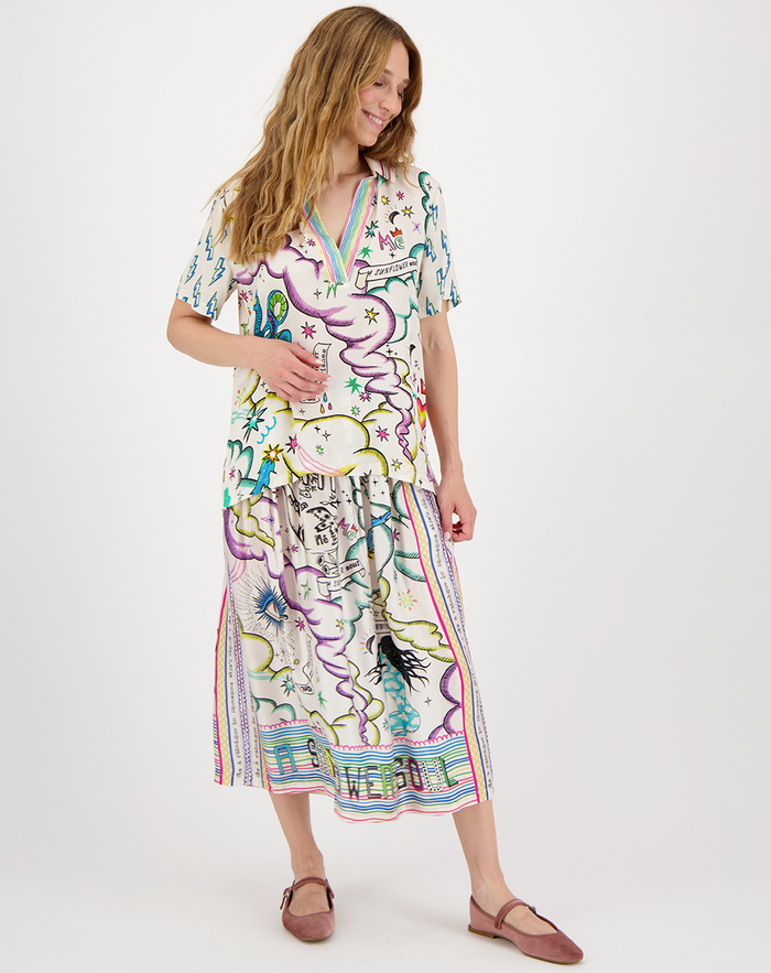 Vanessa Enlightenment Printed Midi Skirt