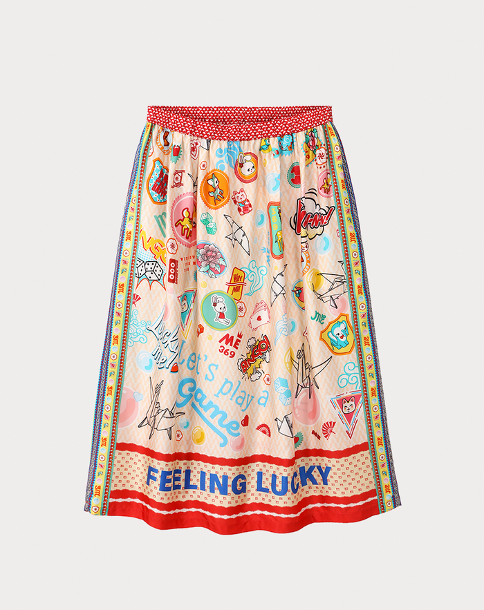 Vanessa Lucky Me Printed Midi Skirt