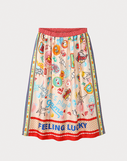 Vanessa Lucky Me Printed Midi Skirt