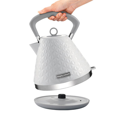 white pyramid kettle on white background