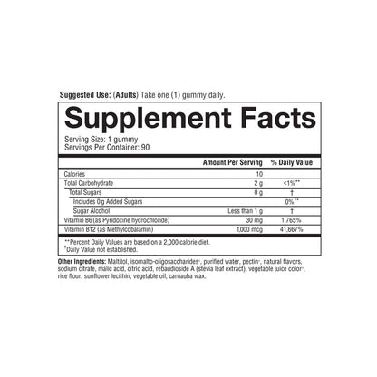 B12B6G.00151 Youtheory Vitamin B12B6 Gummy Gummies Product Image - Nutrition Panel