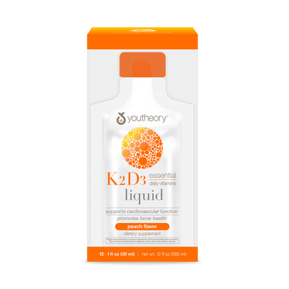 CTN.K2D3L.92030 Youtheory K2D3 Liquid Peach Flavor 12 ct Product Main Image