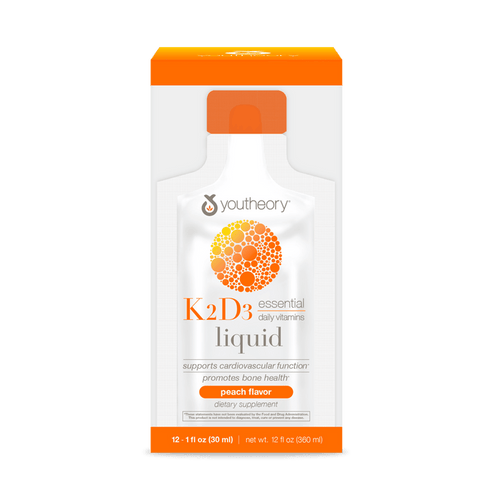 CTN.K2D3L.92030 Youtheory K2D3 Liquid Peach Flavor 12 ct Product Main Image