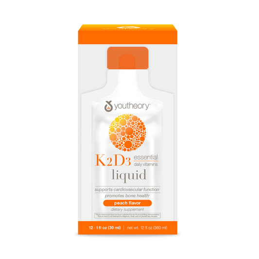 CTN.K2D3L.92030 Youtheory K2D3 Liquid Peach Flavor 12 ct Product Main Image
