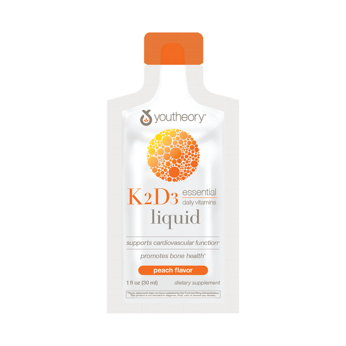 CTN.K2D3L.92030 Youtheory K2D3 Liquid Peach Flavor 12 ct Contents Image
