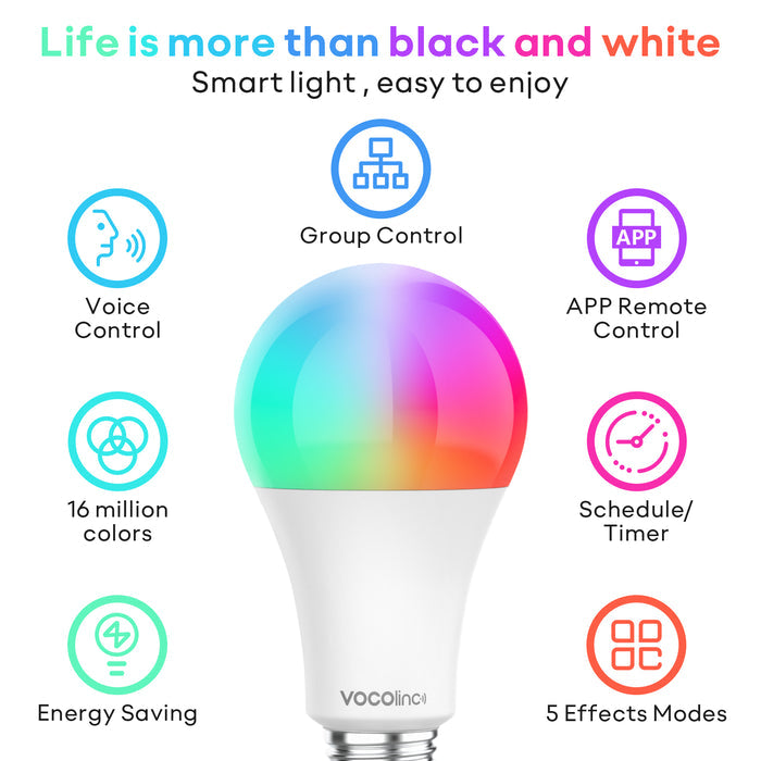 VOCOlinc SmartGlow 60W WiFi RGBCW Ambiance LED Light Bulb-L4 1Pack
