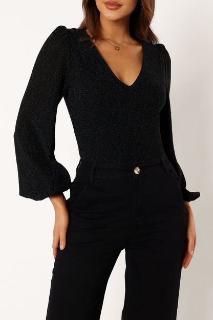 Petal and Pup USA TOPS Wander Long Sleeve Bodysuit - Black