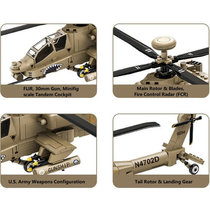 Wange Bricks: Apache Attack Helicopter Aircraft AH-64  Brick Toy