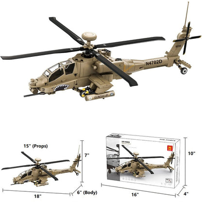 Wange Bricks: Apache Attack Helicopter Aircraft AH-64  Brick Toy