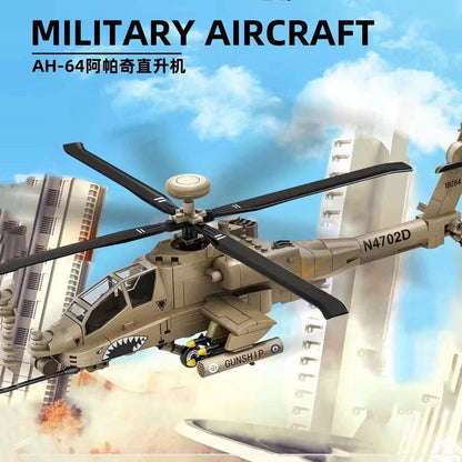 Wange Bricks: Apache Attack Helicopter Aircraft AH-64  Brick Toy