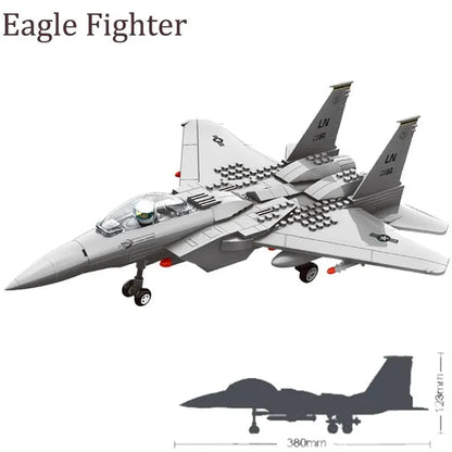 Wange Bricks: Military MOC F-15 Eagle Fighter Plane Aircraft Brick Toy