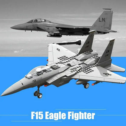 Wange Bricks: Military MOC F-15 Eagle Fighter Plane Aircraft Brick Toy