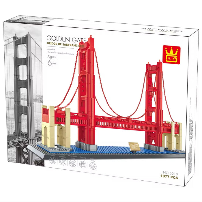 Wange Bricks: San Francisco - Golden Gate Bridge Building Bricks Modular Model Toy Figure