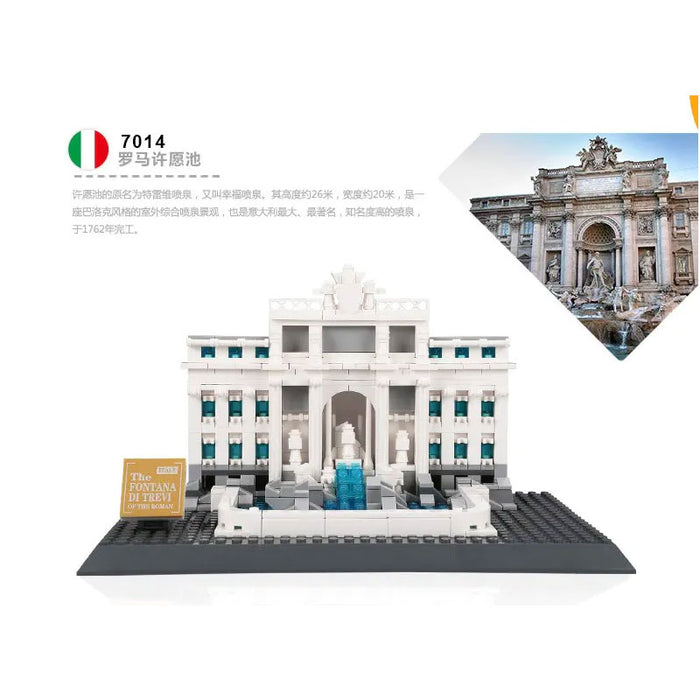 Wange Bricks: Trevi Fountain Rome Italy Building Bricks Modular Model Toy Figure