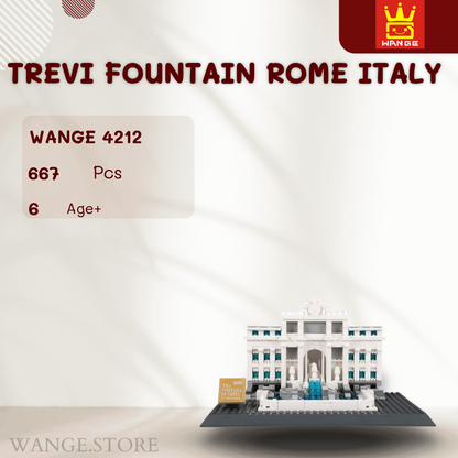 Wange Bricks: Trevi Fountain Rome Italy Building Bricks Modular Model Toy Figure