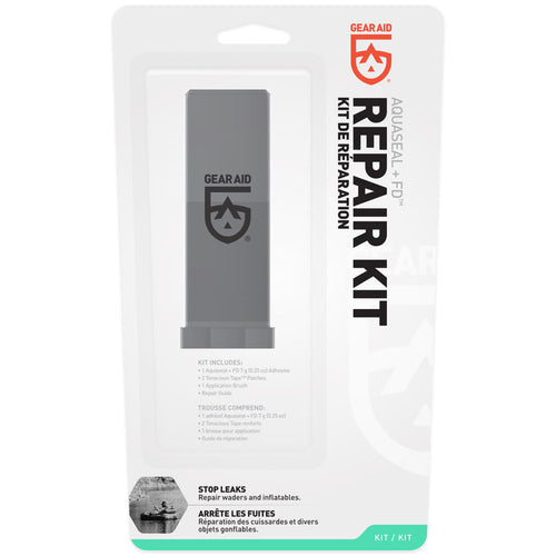 Need to make a quick repair? Use the Aquaseal FD Repair Kit to permanently fix torn waders, seal a drysuit leak, or patch an inflatable. A trusted patch kit that packs away in a lightweight container, it’s compact and ideal for fixing all types of neoprene, vinyl, nylon, and GORE-TEX® fabric items. The kit includes the necessary tools to make a permanent repair at home or a quick repair in the field, including: Aquaseal FD adhesive (0.25 oz), two 3” Tenacious Tape round patches, a brush and instructions.