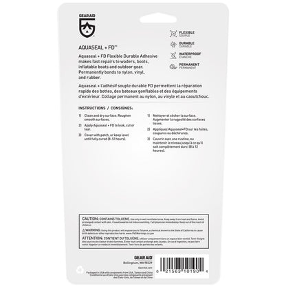 Need to make a quick repair? Use the Aquaseal FD Repair Kit to permanently fix torn waders, seal a drysuit leak, or patch an inflatable. A trusted patch kit that packs away in a lightweight container, it’s compact and ideal for fixing all types of neoprene, vinyl, nylon, and GORE-TEX® fabric items. The kit includes the necessary tools to make a permanent repair at home or a quick repair in the field, including: Aquaseal FD adhesive (0.25 oz), two 3” Tenacious Tape round patches, a brush and instructions.